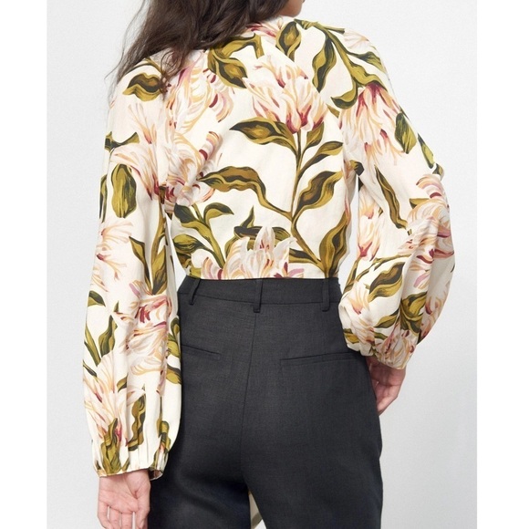 NWT Mara Hoffman Cropped Floral Gianna Tie-Front Top - Picture 4 of 5